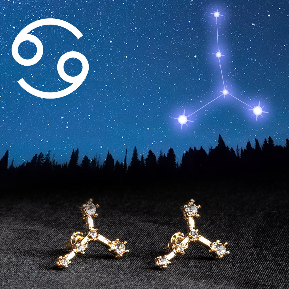 Rák Arany tónusú Emporia Ötvözetű Fülbevaló Fehér Emporia® Kristállyal 1 