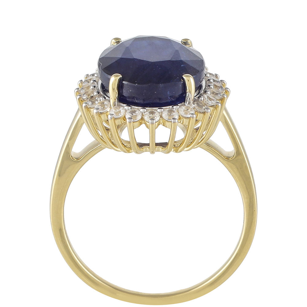 Arany Gyűrű Kék Zafírral és Természetes Cirkónnal