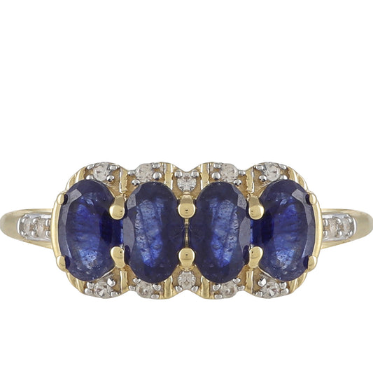 Arany Gyűrű Kék Zafírral és Természetes Cirkónnal