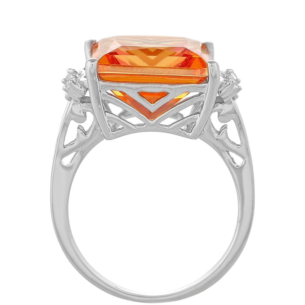 Ezüst Gyűrű Padparadschai Kvarccal és Fehér Topázzal 4 