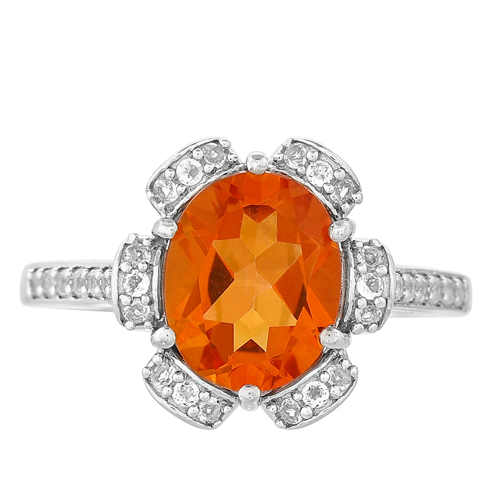 Ezüst Gyűrű Padparadschai Kvarccal és Fehér Topázzal 1 
