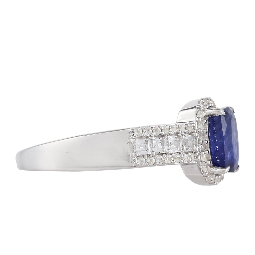 Ezüst Gyűrű Thai Zafírral és Fehér Topázzal 2 
