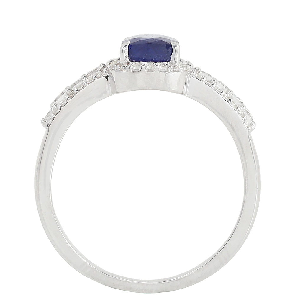 Ezüst Gyűrű Thai Zafírral és Fehér Topázzal 4 