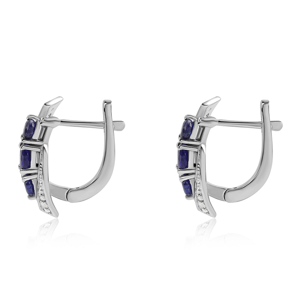 Ezüst Fülbevaló Ausztrál Kék Zafírral és Fehér Topázzal 3 