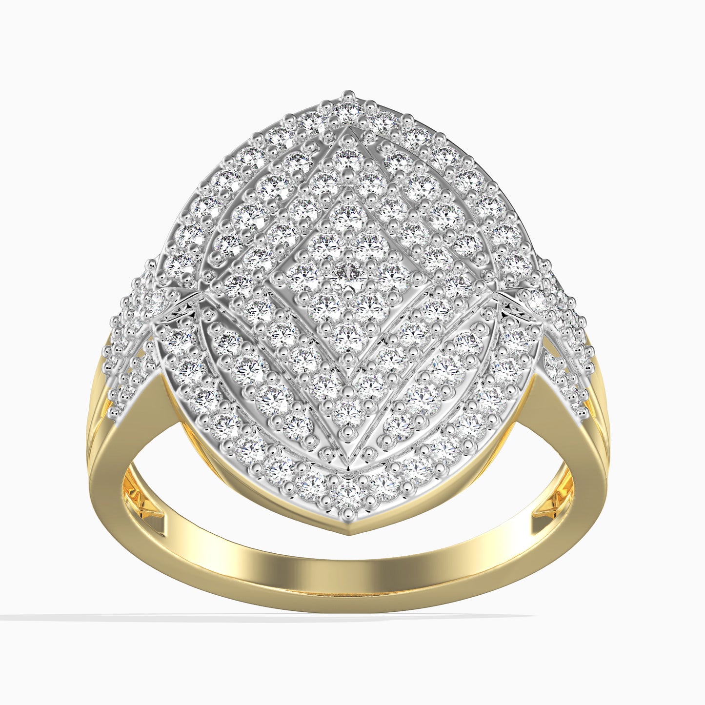 14K Arany Gyűrű 95 darab Fehér Gyémánttal