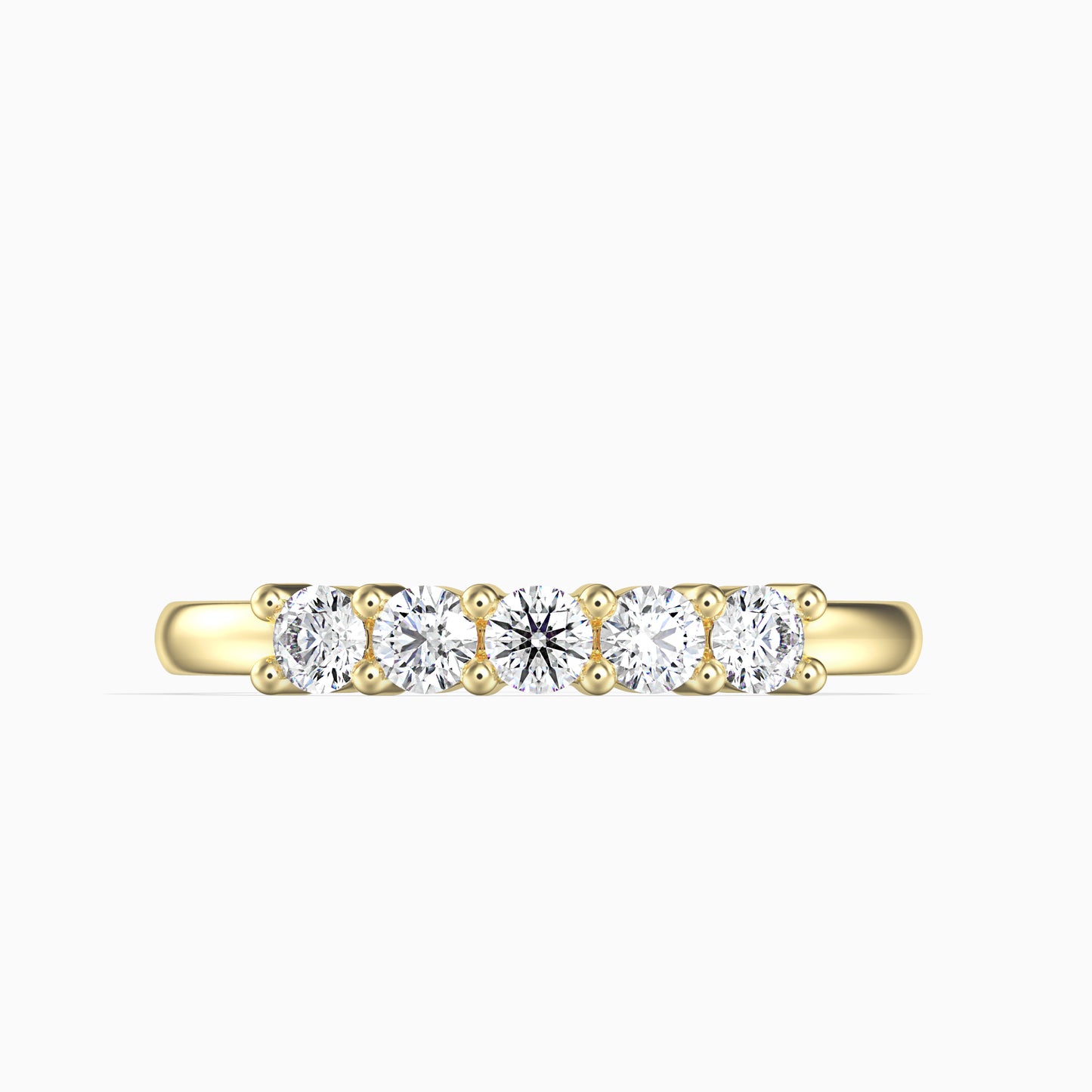 14K Arany Gyűrű 5 darab Fehér Gyémánttal