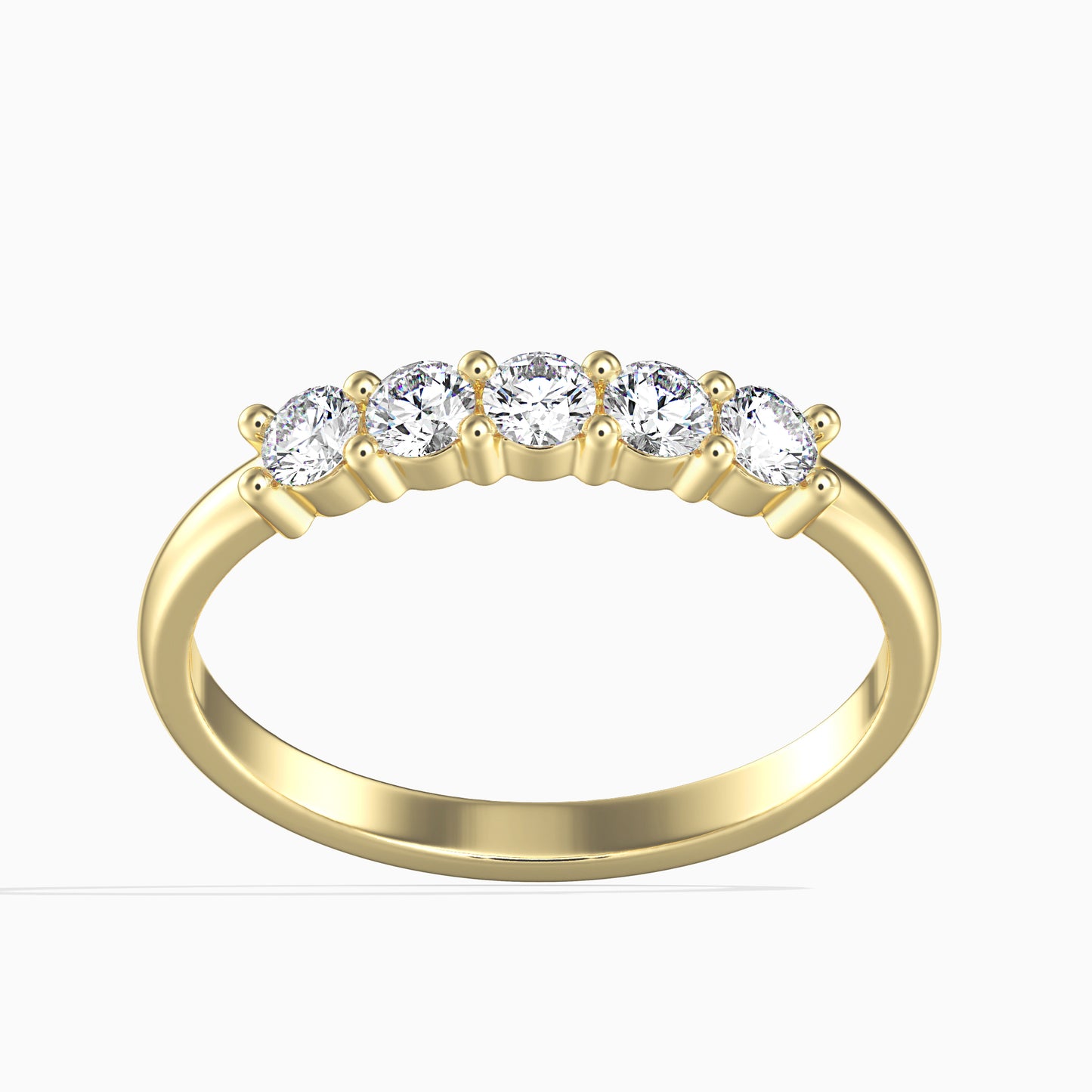 14K Arany Gyűrű 5 darab Fehér Gyémánttal