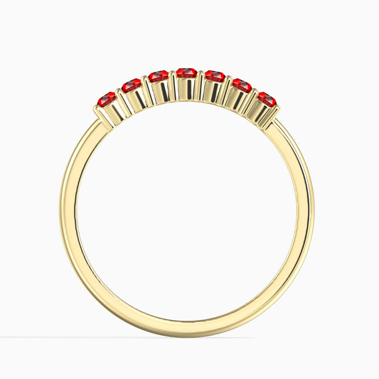 14K Arany Gyűrű 7 darab Vörös Gyémánttal