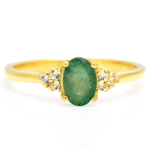 Arannyal Bevont Ezüst Gyűrű Brazil Smaragddal