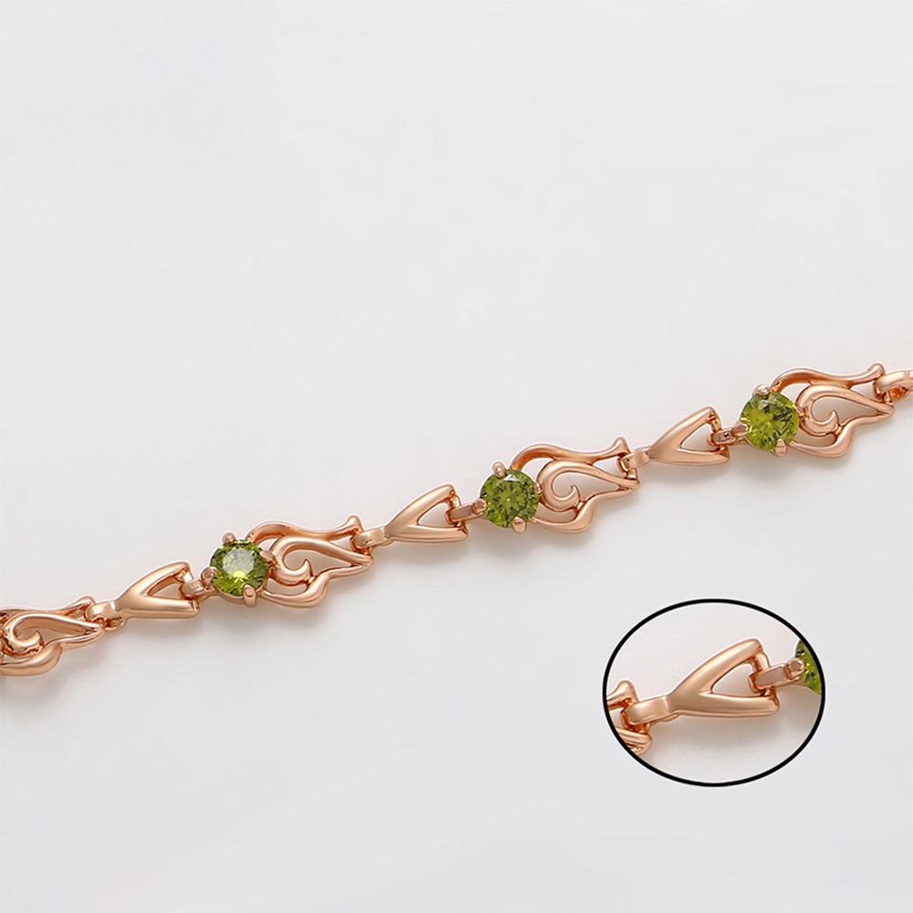 Arany tónusú Emporia Ötvözetű Karkötő Zöld Emporia® Kristállyal 6 