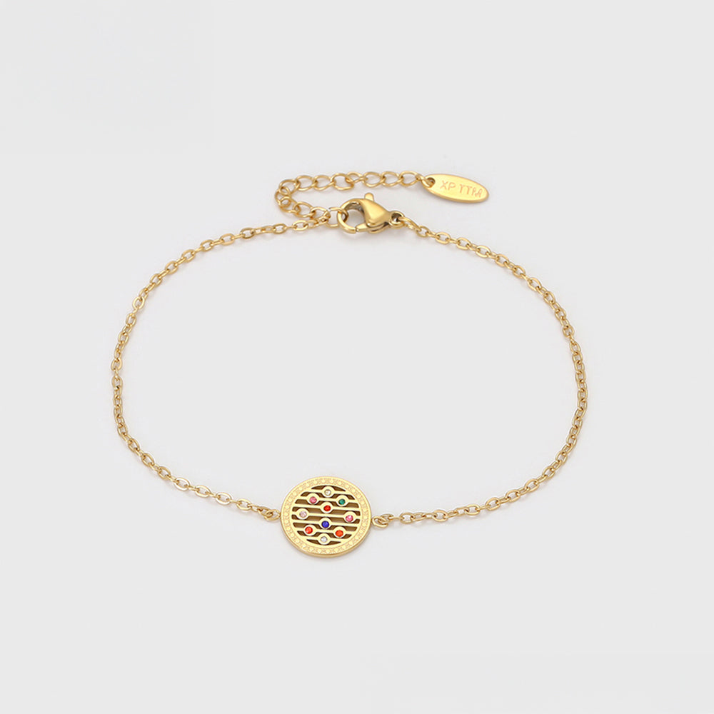 Arany tónusú Emporia Ötvözetű Szett Vörös Emporia® Kristállyal és Kék Emporia® Kristállyal ( Nyaklánc+Fülbevaló+Karkötő+Medál ) 10 