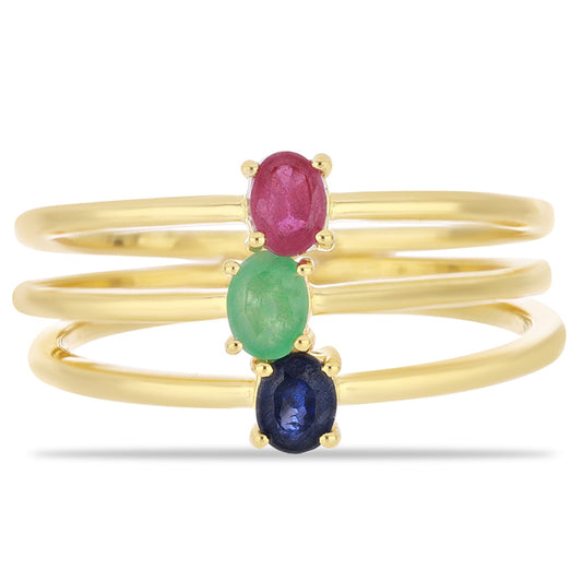 Arany Szett Madagaszkári Rubinnal és Brazil Smaragddal ( Gyűrű )