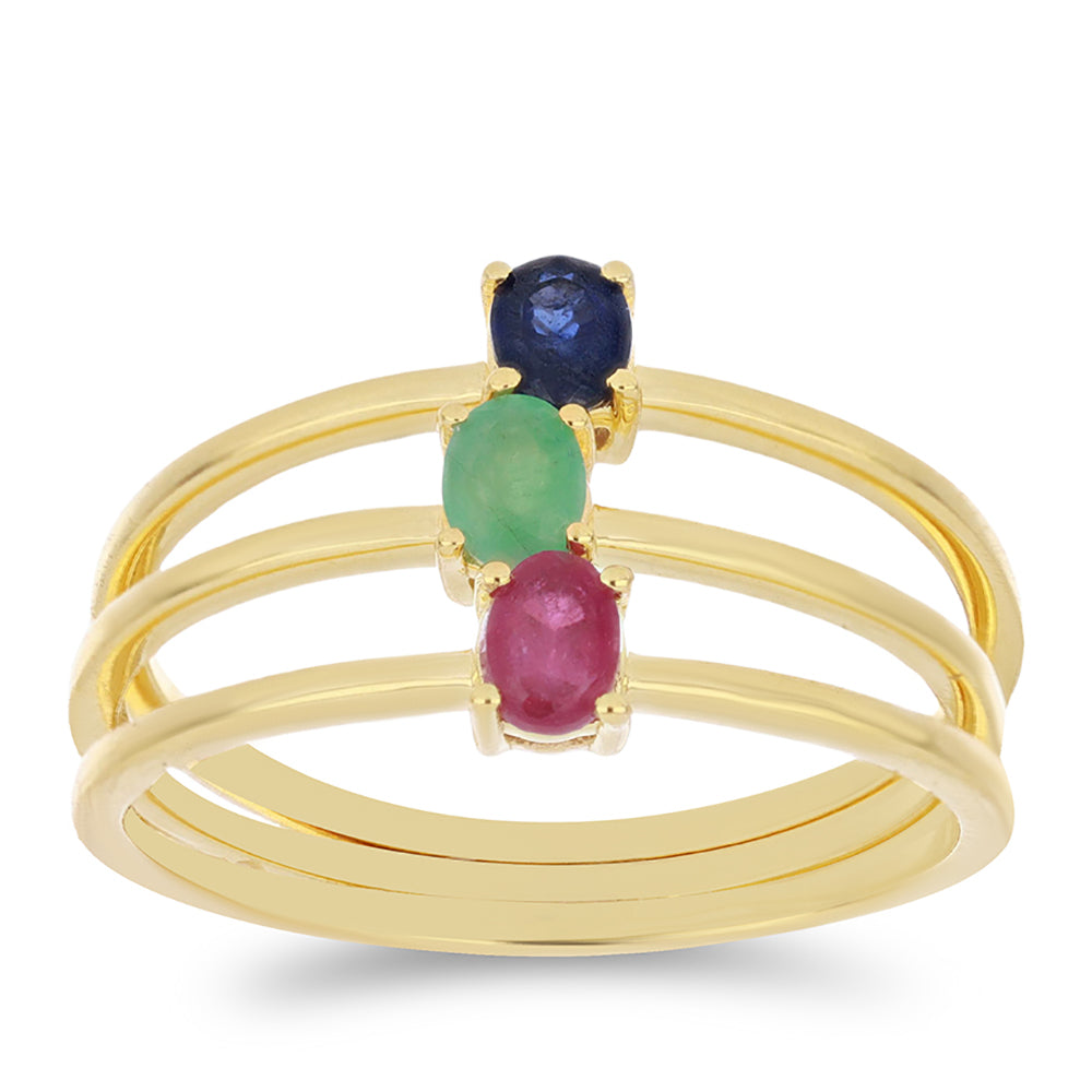 Arany Szett Madagaszkári Rubinnal és Brazil Smaragddal ( Gyűrű )