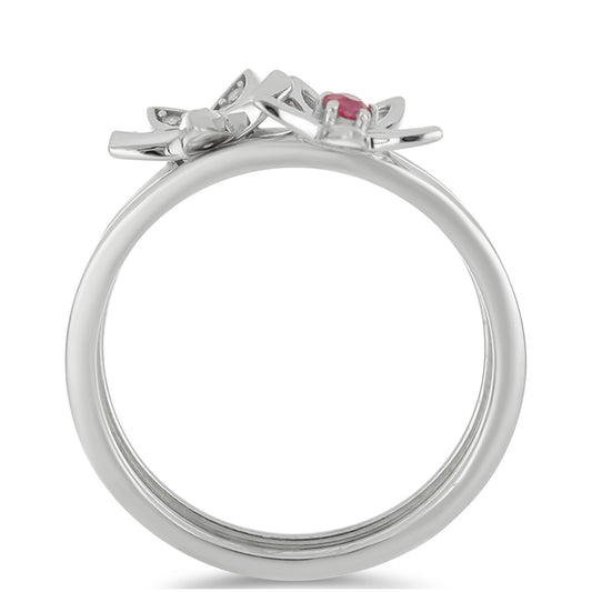 Ezüst Szett Madagaszkári Rubinnal és Fehér Gyémánttal ( Gyűrű )