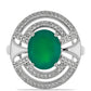 Ezüst Gyűrű Zöld Acháttal és Fehér Topázzal