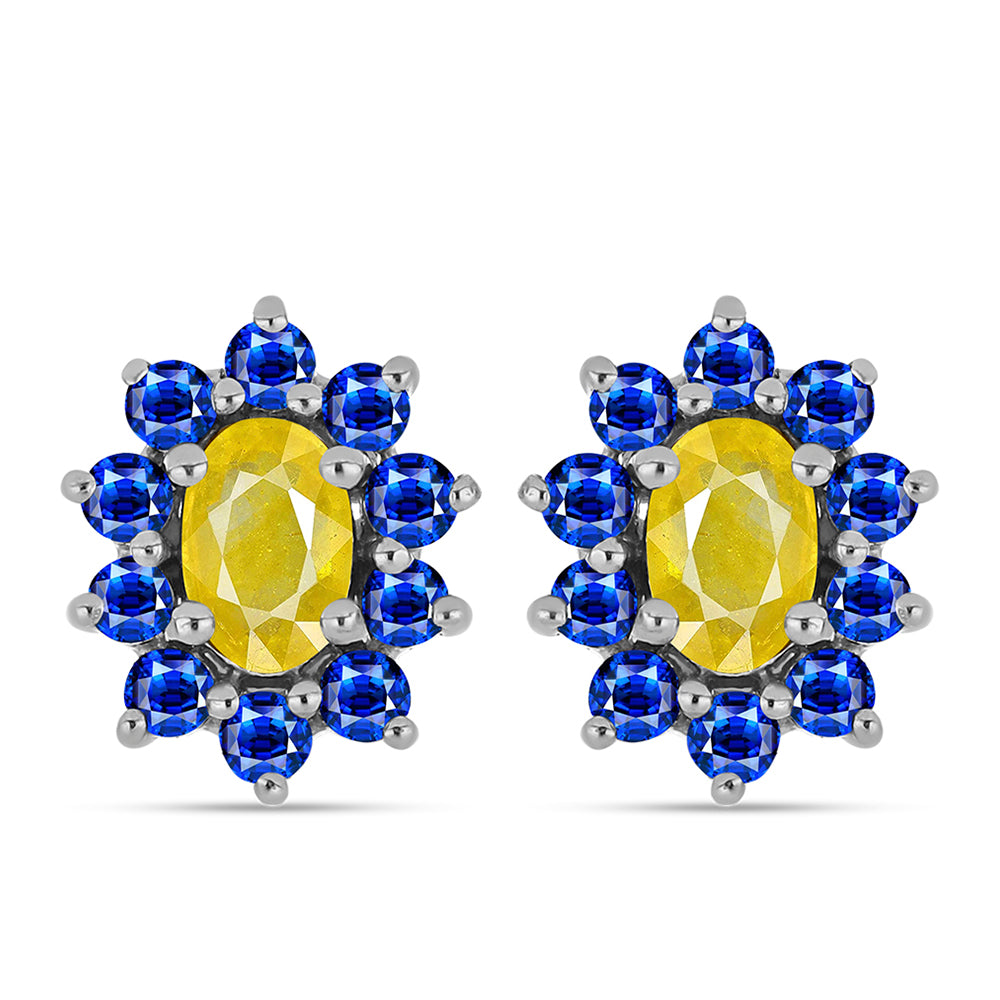Ezüst Fülbevaló Sárga Zafírral és Ausztrál Kék Zafírral 1 