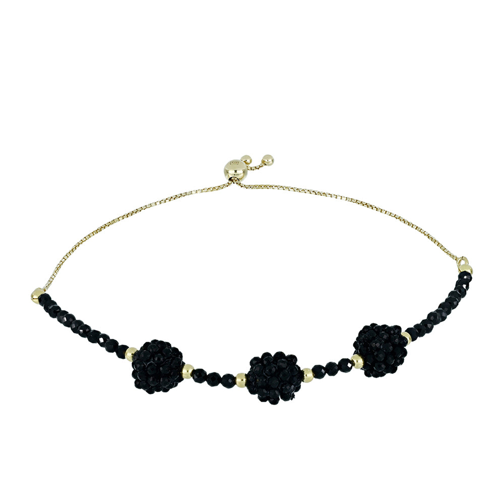 Arannyal Bevont Ezüst Karkötő Fekete Spinellel