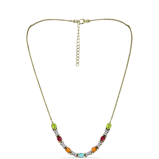 Arannyal Bevont Ezüst Nyaklánc Csakra Tourmalinnal és Fehér Topázzal