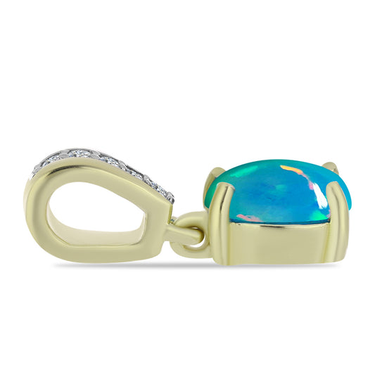 Arannyal Bevont Ezüst Medál Etiópiai Paraiba Kék Opállal és Fehér Topázzal