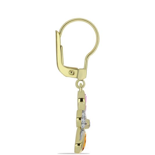 Arannyal Bevont Ezüst Fülbevaló Rosebery Szivárvány Zafírral és Fehér Topázzal