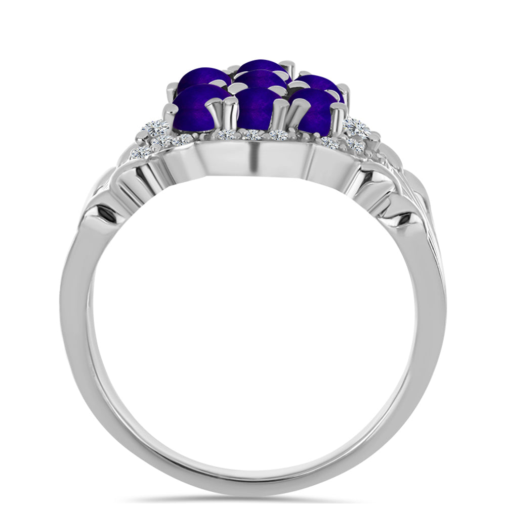 Ezüst Gyűrű Bíbor Jádéval és Fehér Topázzal 2 