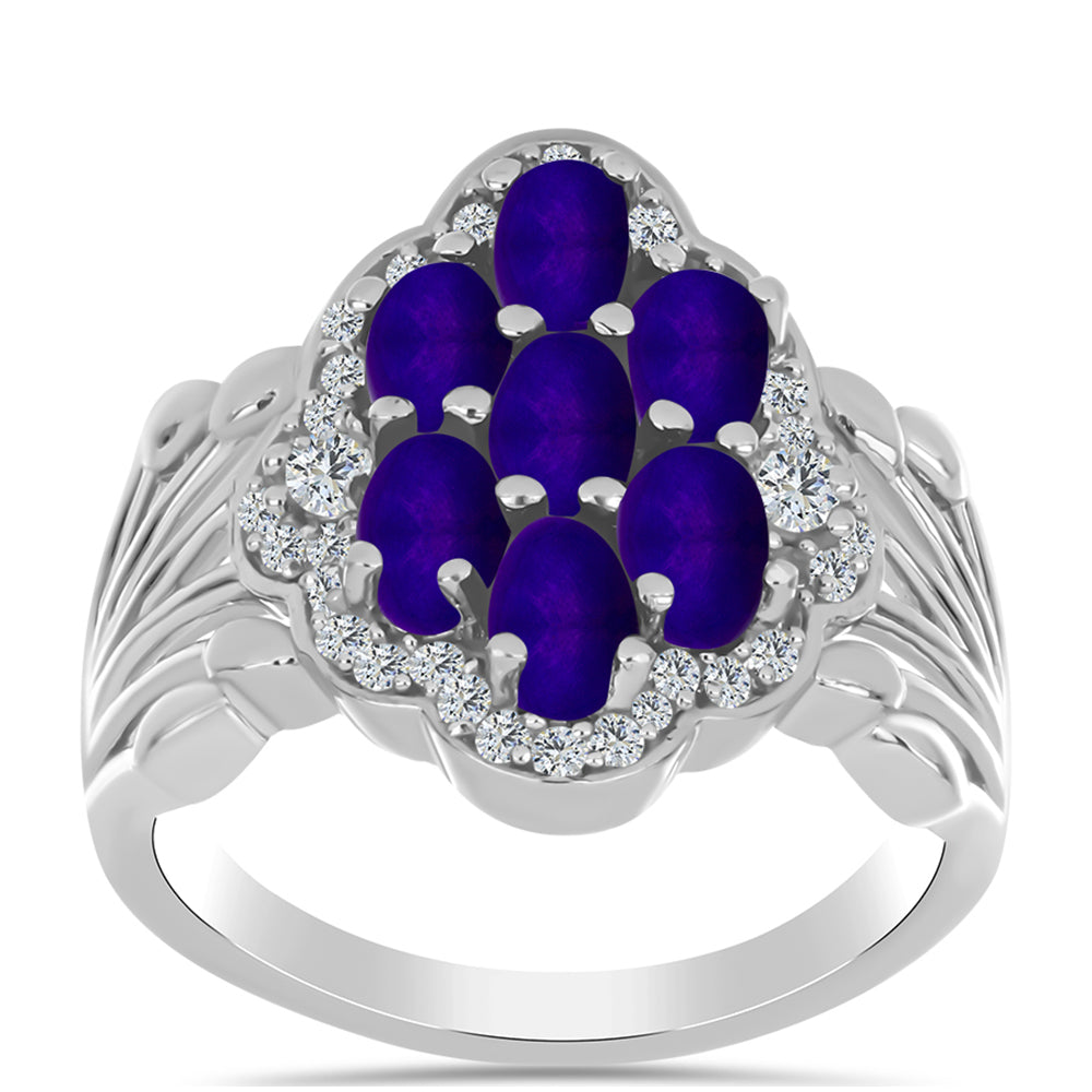 Ezüst Gyűrű Bíbor Jádéval és Fehér Topázzal 3 