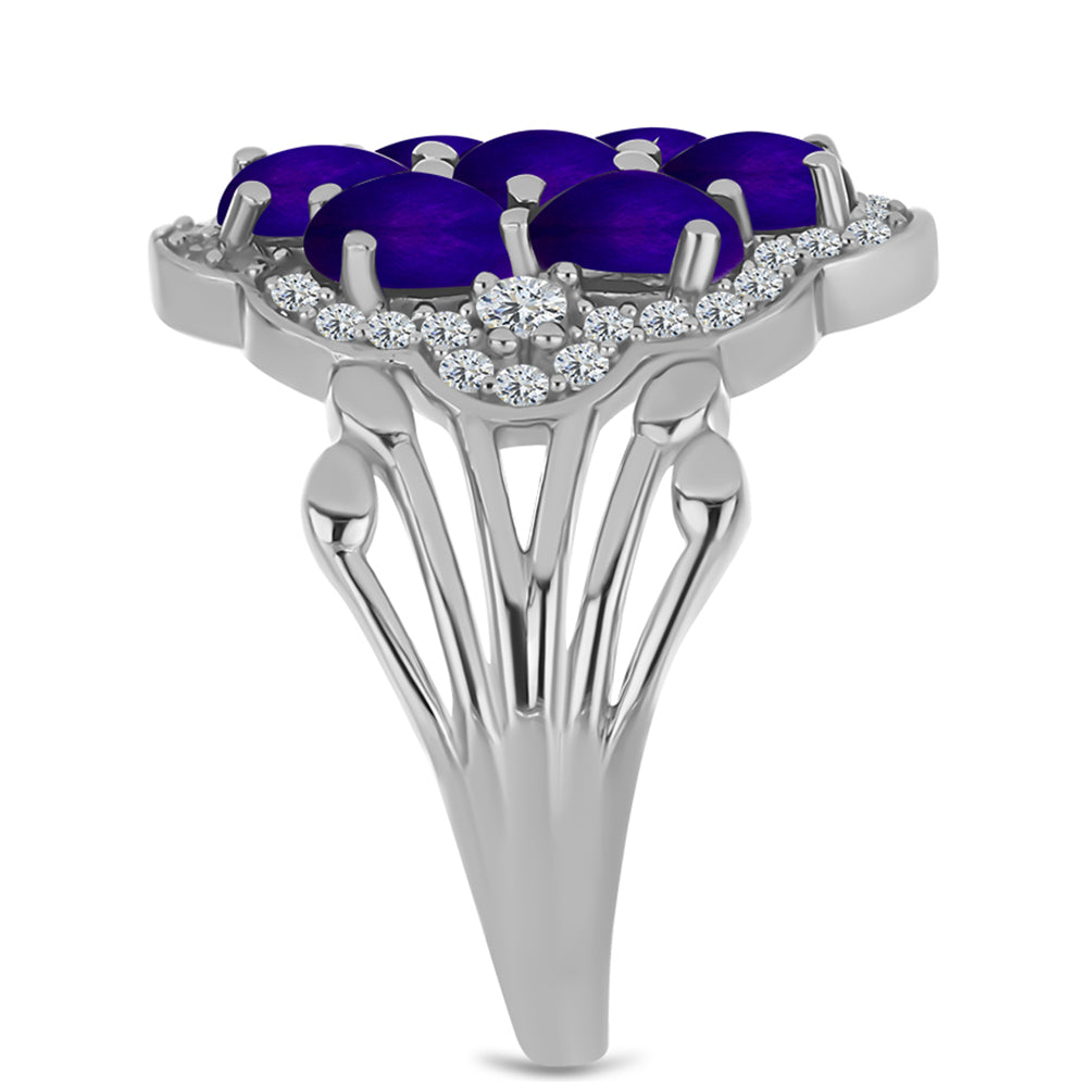 Ezüst Gyűrű Bíbor Jádéval és Fehér Topázzal