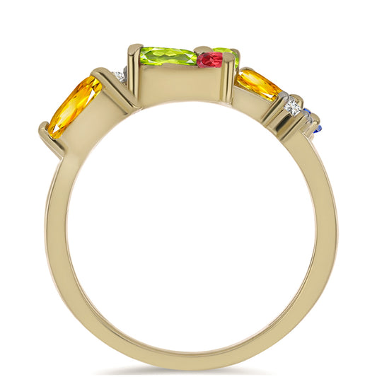 Arannyal Bevont Ezüst Gyűrű Rosebery Szivárvány Zafírral és Fehér Topázzal