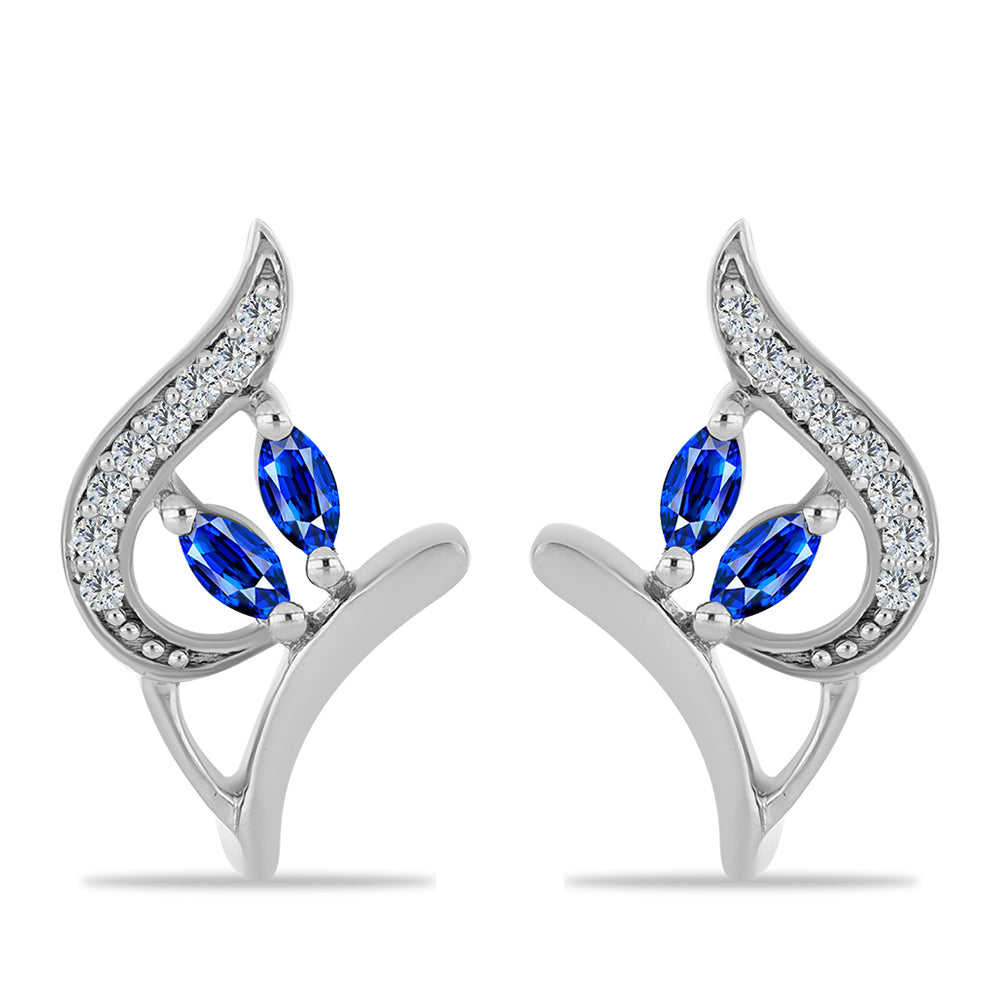 Ezüst Fülbevaló Ausztrál Kék Zafírral és Fehér Topázzal 1 