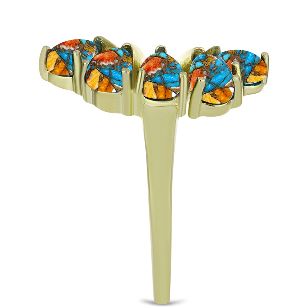 Arannyal Bevont Ezüst Gyűrű Osztriga Türkizzel