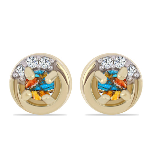 Arannyal Bevont Ezüst Fülbevaló Osztriga Türkizzel és Fehér Topázzal