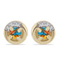 Arannyal Bevont Ezüst Fülbevaló Osztriga Türkizzel és Fehér Topázzal