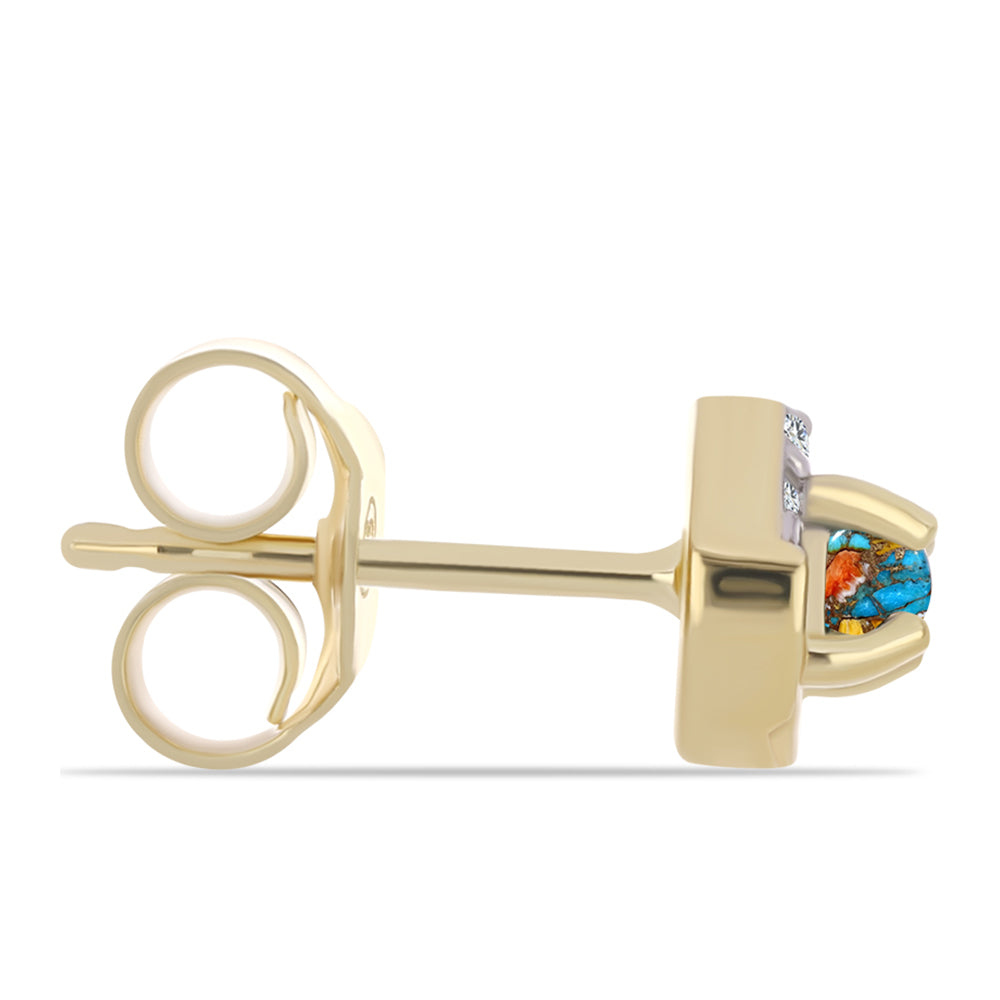 Arannyal Bevont Ezüst Fülbevaló Osztriga Türkizzel és Fehér Topázzal 2 