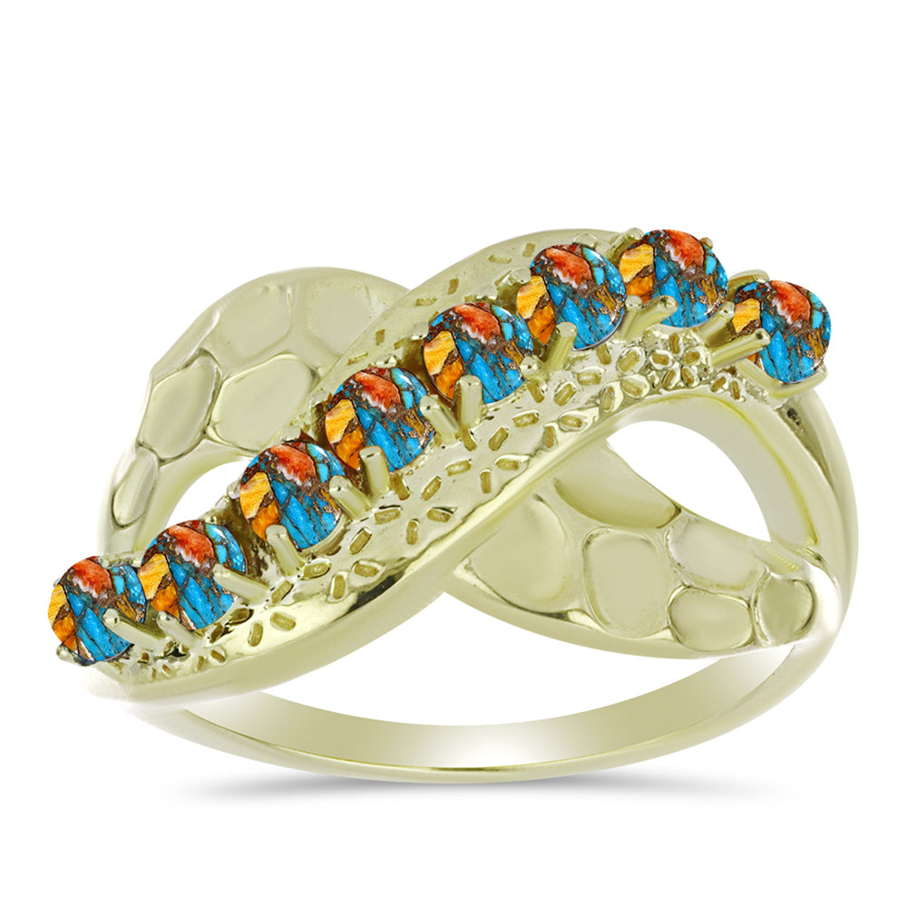 Arannyal Bevont Ezüst Gyűrű Osztriga Türkizzel 3 