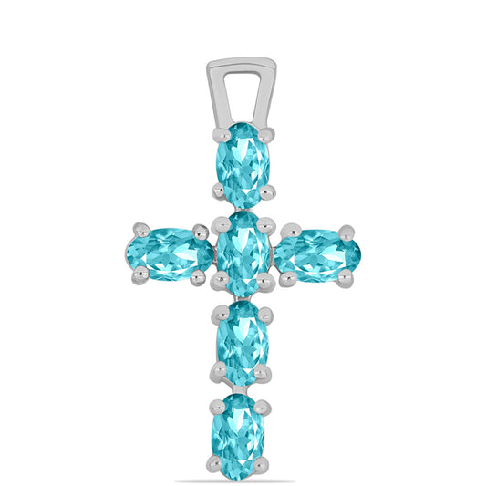 Kereszt Ezüst Medál Paraiba Kvarccal