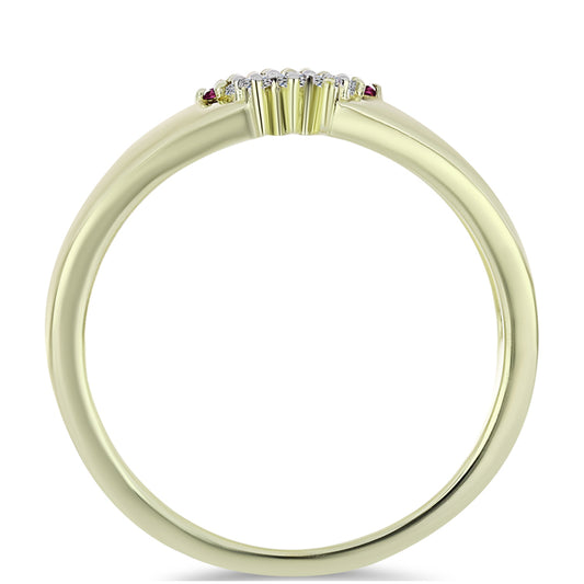 Arannyal Bevont Ezüst Gyűrű Bíbor Gyémánttal és Fehér Gyémánttal