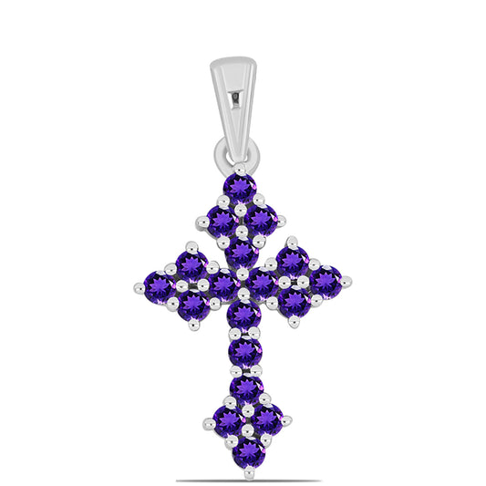 Kereszt Ezüst Medál Marokkói Ametiszttel