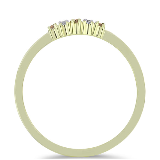 Arannyal Bevont Ezüst Gyűrű Pezsgő Gyémánttal és Fehér Gyémánttal