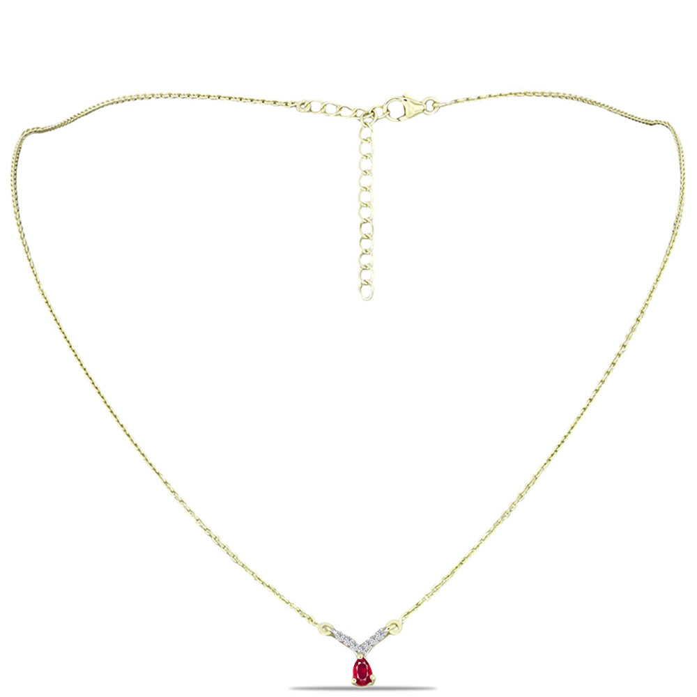Arannyal Bevont Ezüst Nyaklánc Madagaszkári Rubinnal és Fehér Topázzal 1 