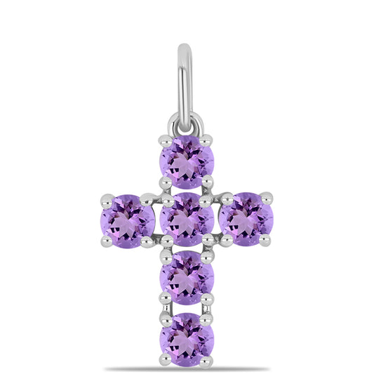 Kereszt Ezüst Medál Rose De France Ametiszttel