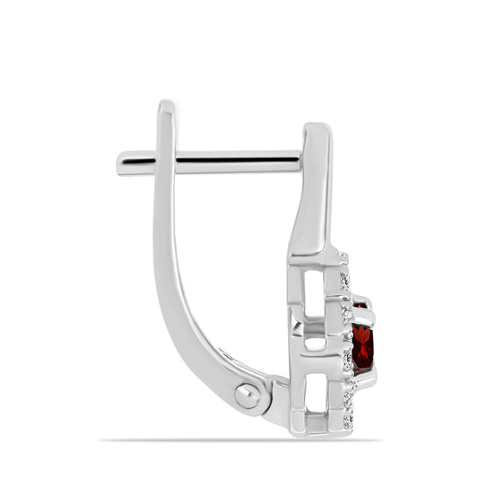 Ezüst Fülbevaló Barton Gránáttal és Fehér Topázzal