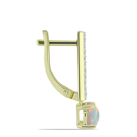 Arannyal Bevont Ezüst Fülbevaló Etiópiai Opállal és Fehér Topázzal