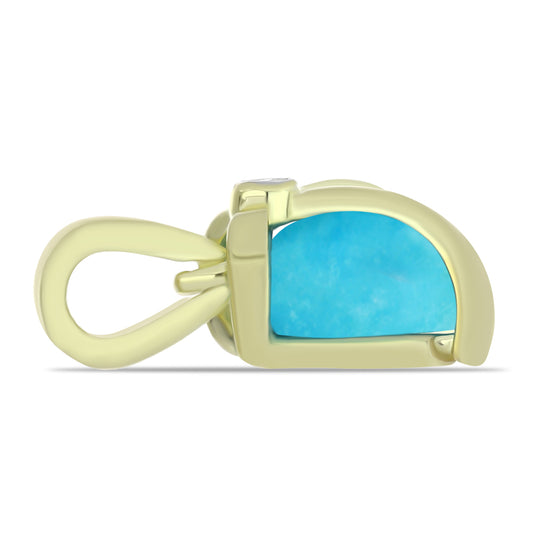 Arannyal Bevont Ezüst Medál Csipkerózsika Türkizzel és Fehér Topázzal