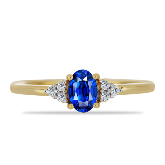 Arannyal Bevont Ezüst Gyűrű Ausztrál Kék Zafírral és Fehér Topázzal