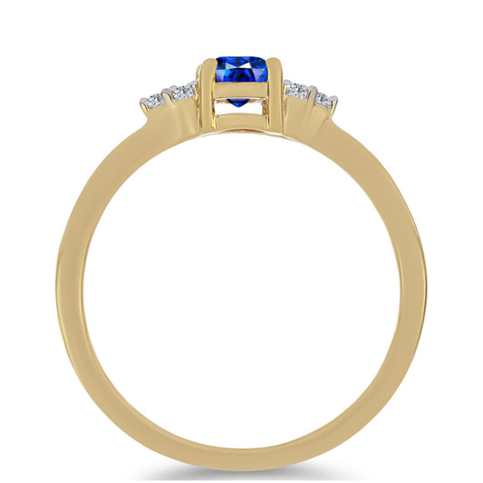 Arannyal Bevont Ezüst Gyűrű Ausztrál Kék Zafírral és Fehér Topázzal