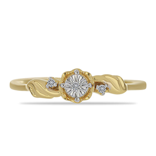 Arannyal Bevont Ezüst Gyűrű Fehér Gyémánttal és Fehér Cirkónnal