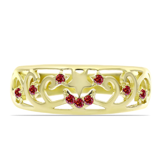 Arannyal Bevont Ezüst Gyűrű Fenséges Vörös Moissanite-tal