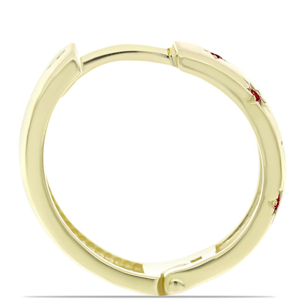 Arannyal Bevont Ezüst Fülbevaló Fenséges Vörös Moissanite-tal