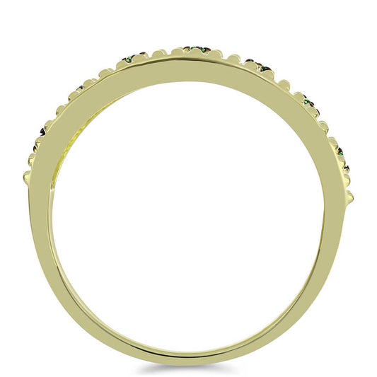 Arannyal Bevont Ezüst Gyűrű Zöld Gyémánttal