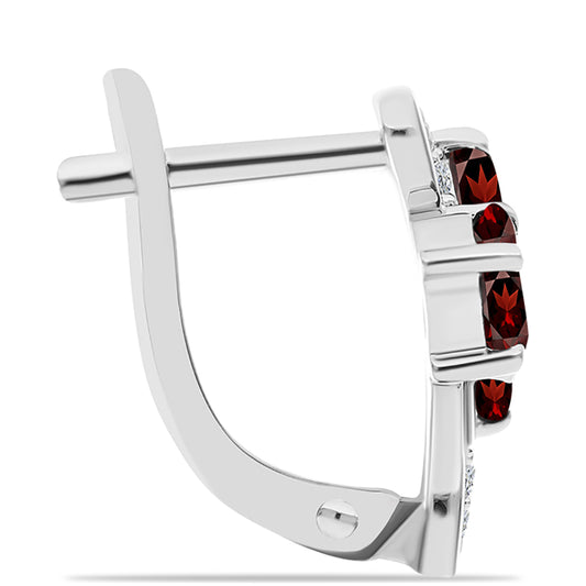 Ezüst Fülbevaló Barton Gránáttal és Fehér Topázzal